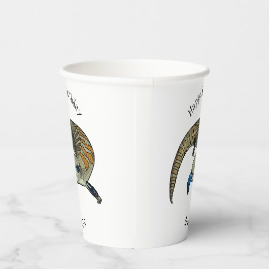 Blauer Rosa-Cartoon Pappbecher (Rechts)