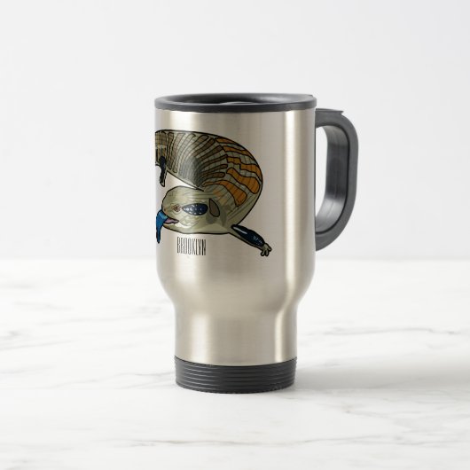 Blauer Rosa-Cartoon Reisebecher (VorderseiteRechts)