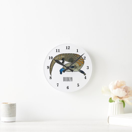 Blauer Rosa-Cartoon Runde Wanduhr (Zuhause)