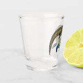 Blauer Rosa-Cartoon Schnapsglas (Links)