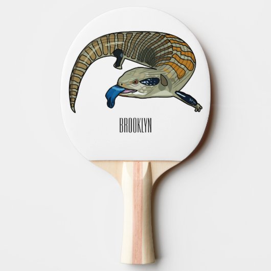 Blauer Rosa-Cartoon Tischtennis Schläger (Rückseite)