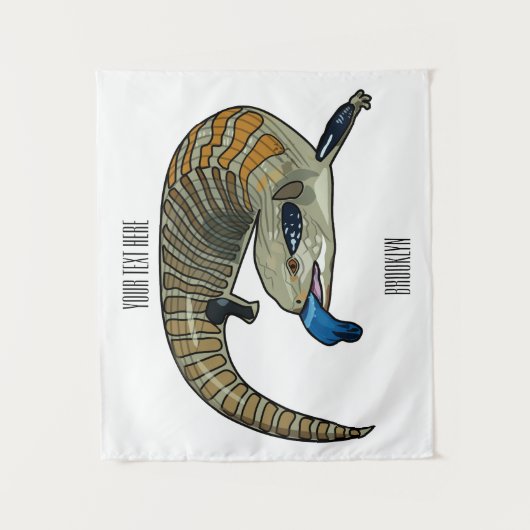 Blauer Rosa-Cartoon Wandteppich (Vorderseite)