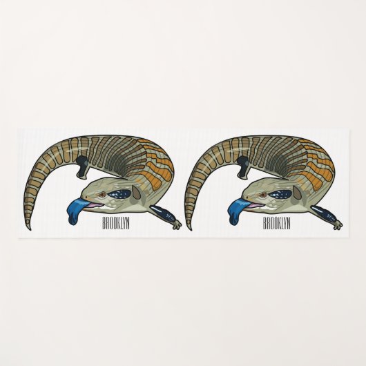 Blauer Rosa-Cartoon Yogamatte (Vorderseite (Horizontal))