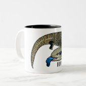 Blauer Rosa-Cartoon Zweifarbige Tasse (Vorderseite Links)