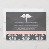 Blauer rosa Chalkboard Nursing School Abschluss Einladung (Rückseite)