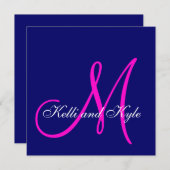 Blauer Rosa Einladung zum Hochzeitsfeiern (Vorne/Hinten)