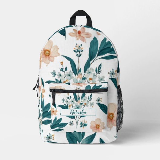 Blauer Rosa Elegante Watercolor Bedruckter Rucksack (Vorderseite)