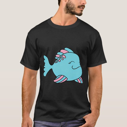 blauer rosa Fisch T-Shirt (Vorderseite)
