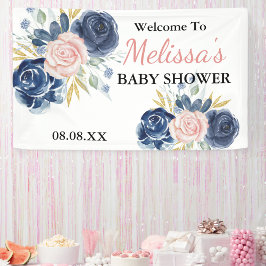 Blauer Rosa Florals Begrüßung Hintergrund Banner