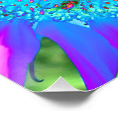 Blauer rosa funkelndes, blumenretro-sonniges Foto Poster (Ecke)