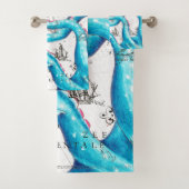 Blauer Rosa gebleichte Tentakeln Tinte Badhandtuch Set (Insitu)