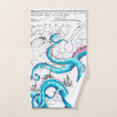 Blauer Rosa gebleichte Tentakeln Tinte Badhandtuch Set (Handtuch)