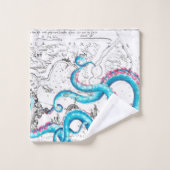 Blauer Rosa gebleichte Tentakeln Tinte Badhandtuch Set (Waschlappen)