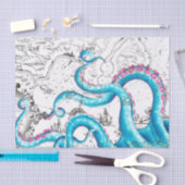 Blauer Rosa gebleichte Tentakeln Tinte Seidenpapier (Handwerk)