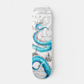 Blauer Rosa gebleichte Tentakeln Tinte Skateboard (Vorderseite)