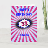 Blauer Rosa Geburtstag individuelle Name und Alter Karte (Vorderseite)