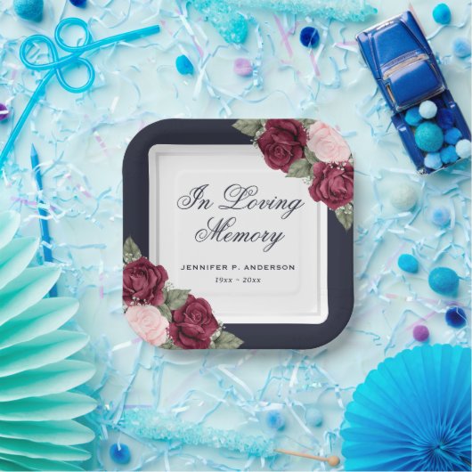 Blauer Rosa Gedenkfeier Pappteller (Party)