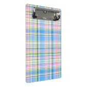 Blauer Rosa Gelb Welpe Madras Mini Klemmbrett (Schrägansicht)