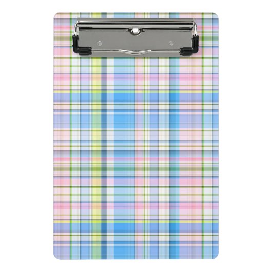 Blauer Rosa Gelb Welpe Madras Mini Klemmbrett (Vorderseite)