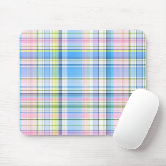 Blauer Rosa Gelb Welpe Madras Mousepad (Mit Mouse)