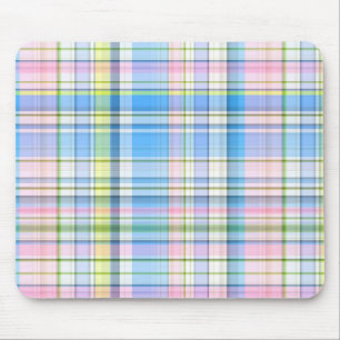 Blauer Rosa Gelb Welpe Madras Mousepad