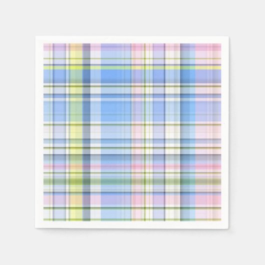 Blauer Rosa Gelb Welpe Madras Serviette (Vorderseite)