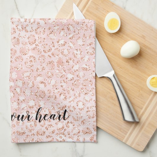 Blauer Rosa Glitzer Leopard                Geschirrtuch (Viertel Falte)