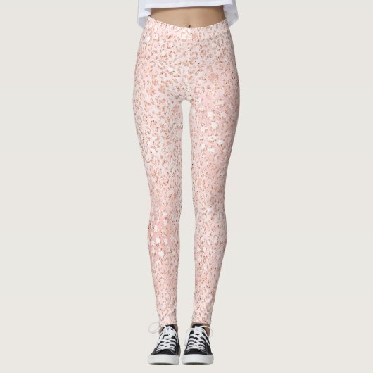 Blauer Rosa Glitzer Leopard               Leggings (Vorderseite)