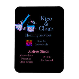 Blauer rosa glitzer sauberer Mopp Name Adresse q r Magnet