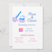 Blauer rosa Glitzer sauberer Mopp Name q r b Einladung (Rückseite)