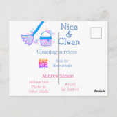 Blauer rosa Glitzer sauberer Mopp Name q r b Postkarte (Rückseite)