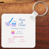 Blauer rosa Glitzer sauberer Mopp Name q r b Schlüsselanhänger (Rückseite)