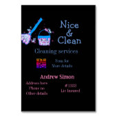 Blauer rosa Glitzer sauberer Mopp Name q r b Tischnummer (Vorderseite)