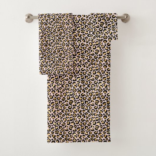 Blauer rosa Goldleoplatt Badhandtuch Set (Insitu)