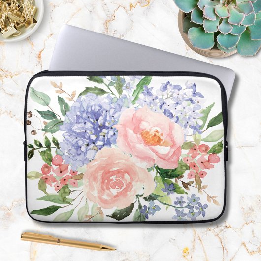 Blauer Rosa Hydrangea Blume Spring Floral Laptopschutzhülle
