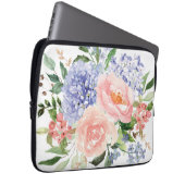 Blauer Rosa Hydrangea Blume Spring Floral Laptopschutzhülle (Vorne Rechts)