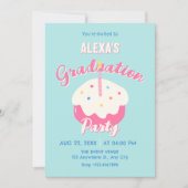 Blauer rosa Kuchen Abschlussfeier Einladung (Vorderseite)