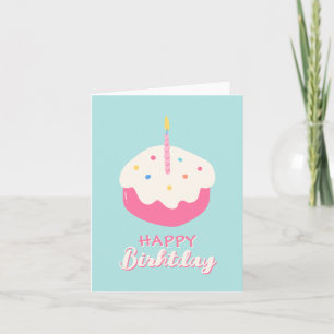 Blauer rosa Kuchen Alles Gute zum Geburtstag Karte