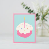 Blauer rosa Kuchen Postkarte (Stehend Vorderseite)