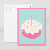 Blauer rosa Kuchen Postkarte (Vorne/Hinten)