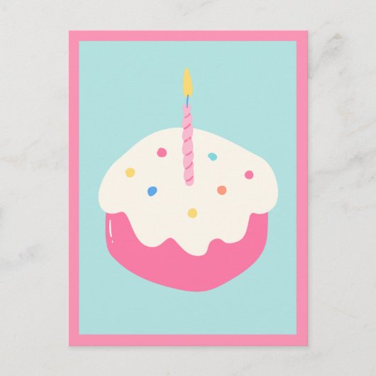 Blauer rosa Kuchen Postkarte (Vorderseite)