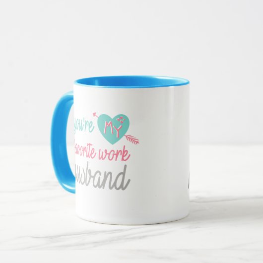 Blauer rosa Liebe Arbeits-Ehemann - Kaffeetee Tasse (Vorderseite Links)