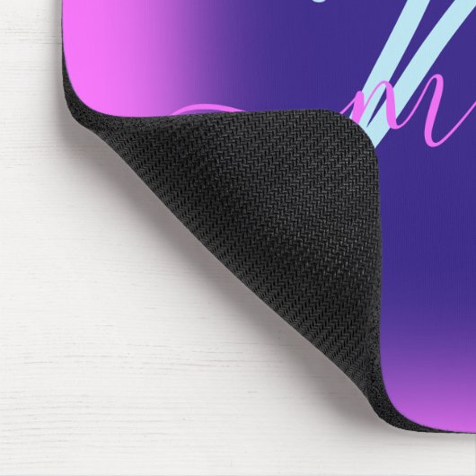 Blauer rosa Minimalname Monogram Bright Mousepad (Ecke)