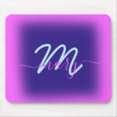 Blauer rosa Minimalname Monogram Bright Mousepad (Vorne)