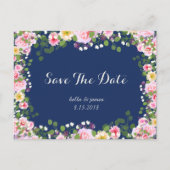 Blauer rosa Navy Blau Save the Date Postkarten (Vorderseite)