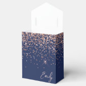 Blauer rosa Navy Blue Glitzer Monogram Name Geschenkschachtel (Geöffnet)