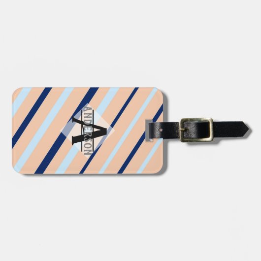 Blauer rosa Navy Blue Monogram Gepäckanhänger (Vorderseite horizontal)