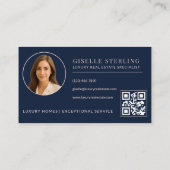 Blauer rosa Navy Blue Real Anwesen Agent QR Code Visitenkarte (Rückseite)