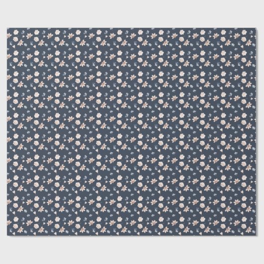 Blauer Rosa Navy Blütenblume Geschenkpapier (Flach)