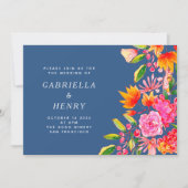 Blauer Rosa Orangefarbene Wasserfarbe Einfache Hoc Einladung (Vorderseite)